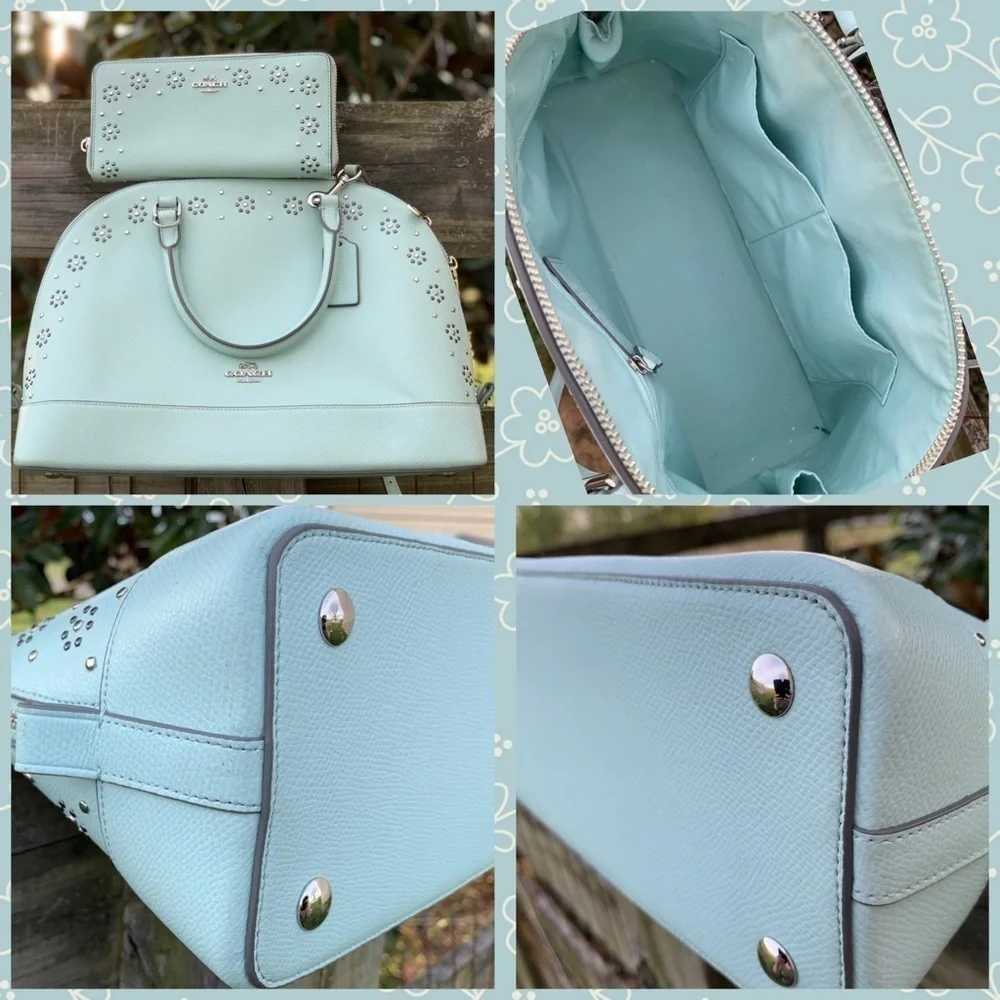 Coach Seaglass mint green Sierra Dome Bag Wallet